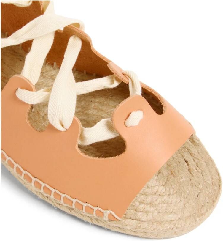 Castañer Beperkte editie x Ancient Greek Sandals. Espadrilles van runderleer met striksluiting Beige Dames