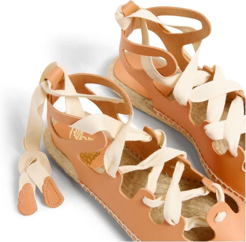 Castañer Beperkte editie x Ancient Greek Sandals. Espadrilles van runderleer met striksluiting Beige Dames