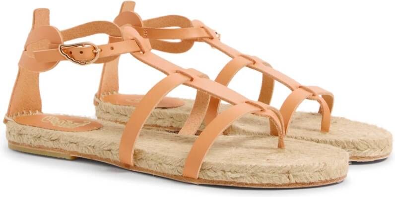 Castañer Beperkte oplage x Ancient Greek Sandals. Delos leren sandalen met enkelband met zijdelingse metalen gesp. Beige Dames