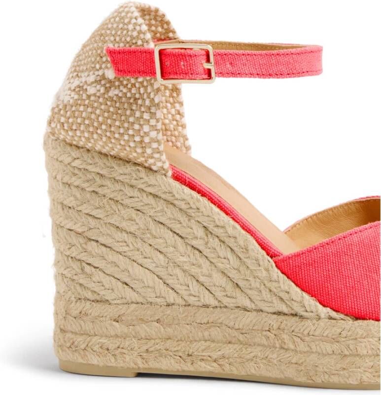 Castañer Bianca gewassen katoenen espadrilles met striksluiting en 11 cm hak. Red Dames