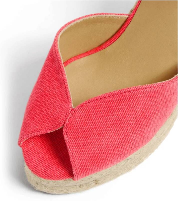 Castañer Bianca gewassen katoenen espadrilles met striksluiting en 11 cm hak. Red Dames