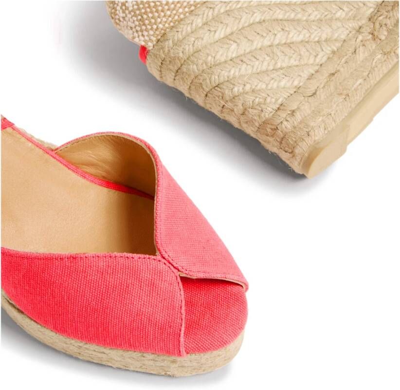 Castañer Bianca gewassen katoenen espadrilles met striksluiting en 11 cm hak. Red Dames