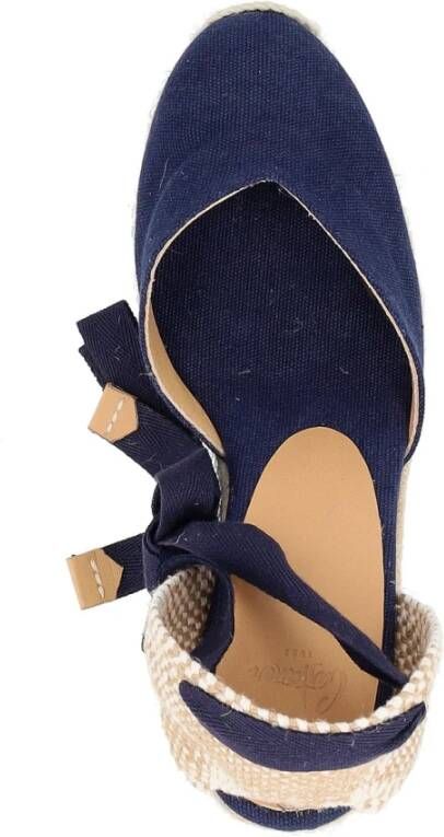 Castañer Blauwe Canvas Oxford Sleehak Sandalen Blue Dames