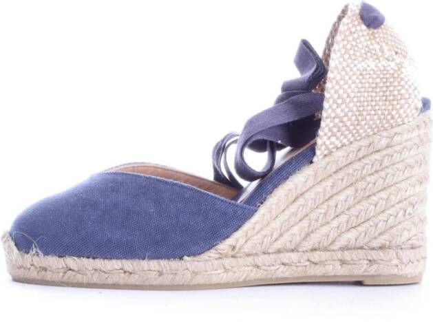 Castañer Blauwe Canvas Sleehak Espadrilles Blue Dames