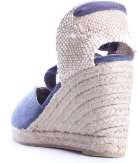 Castañer Blauwe Canvas Sleehak Espadrilles Blue Dames