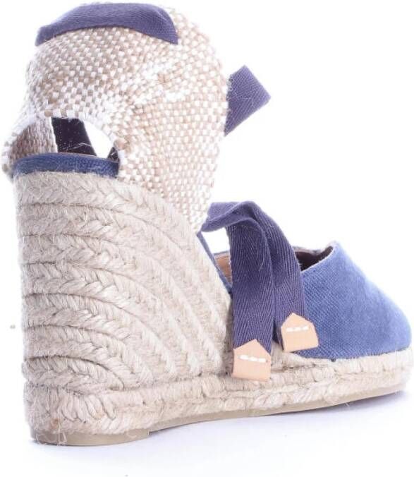 Castañer Blauwe Canvas Sleehak Espadrilles Blue Dames