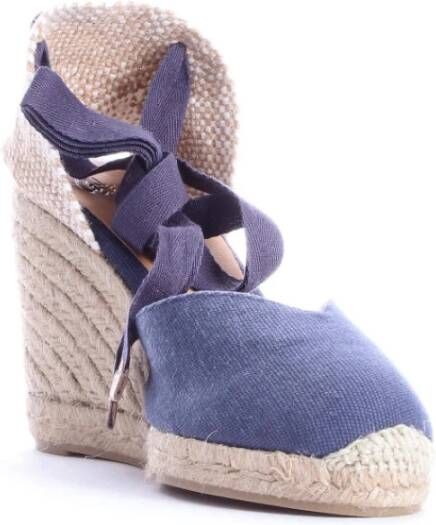 Castañer Blauwe Canvas Sleehak Espadrilles Blue Dames