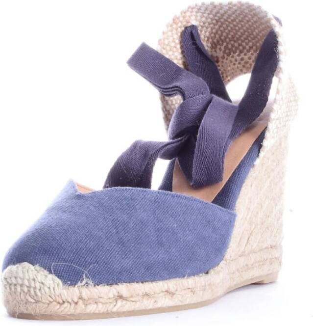 Castañer Blauwe Canvas Sleehak Espadrilles Blue Dames