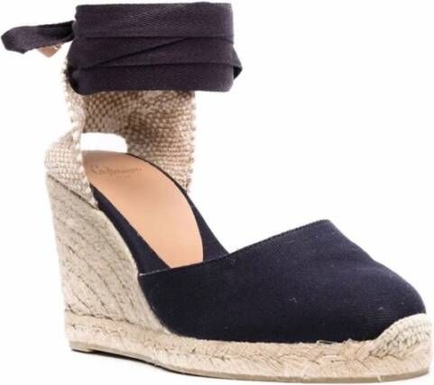 Castañer Blauwe Wedge Espadrilles met Logo Hak Blue Dames