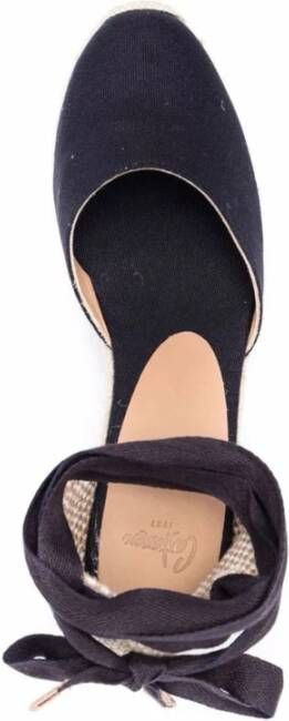 Castañer Blauwe Wedge Espadrilles met Logo Hak Blue Dames