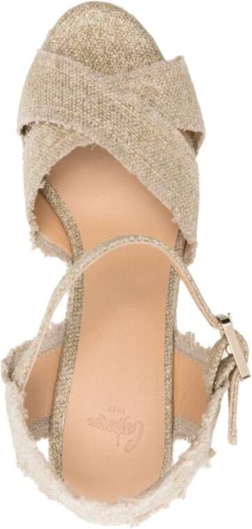 Castañer Bromelia Beige Katoenen Sandalen met Glitterdetails Beige Dames