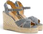 Castañer Bromelia metallic-linnen espadrilles met enkelbandje met zij metalen gesp en 11 cm sleehak. Gray Dames - Thumbnail 2