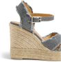 Castañer Bromelia metallic-linnen espadrilles met enkelbandje met zij metalen gesp en 11 cm sleehak. Gray Dames - Thumbnail 3