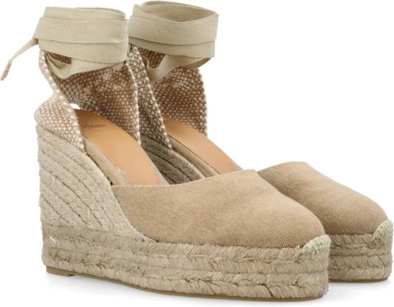 Castañer Canvas Espadrille Sleehak Sandalen Beige Dames