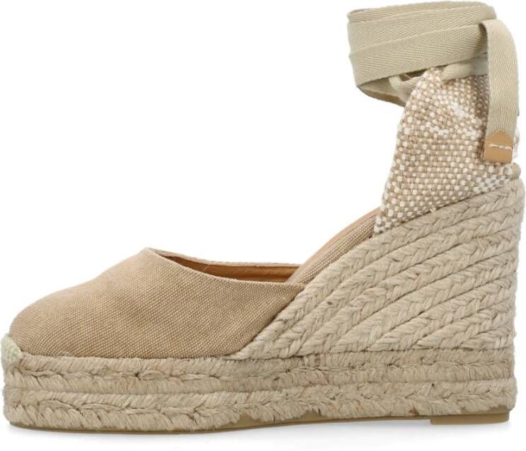 Castañer Canvas Espadrille Sleehak Sandalen Beige Dames