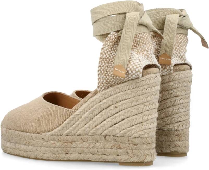 Castañer Canvas Espadrille Sleehak Sandalen Beige Dames