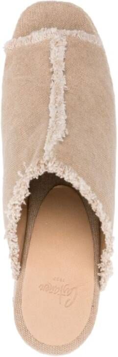 Castañer Canvas Sandalen met Raffia Sleehak Beige Dames