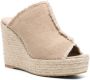 Castañer Fatima sandalen van gewassen katoen met 11 cm hak. Beige Dames - Thumbnail 4