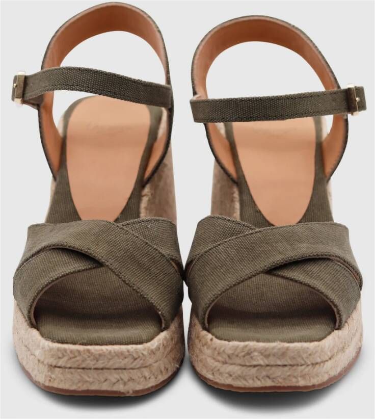 Castañer Canvas Sleehak Espadrilles Olijf Peep-Toe Green Dames