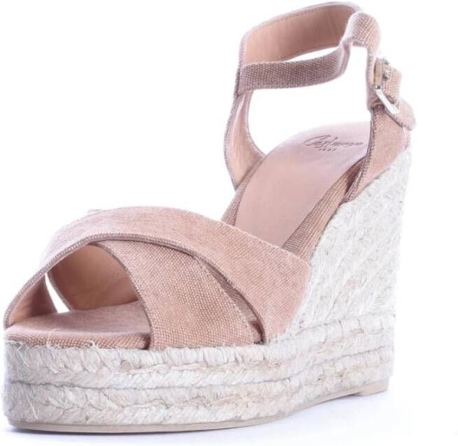 Castañer Canvas Sleehak Espadrilles voor Modieuze Vrouwen Beige Dames