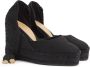 Castañer Carina katoenen espadrilles met striksluiting en 11 cm sleehak. Black Dames - Thumbnail 3