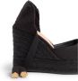 Castañer Carina katoenen espadrilles met striksluiting en 11 cm sleehak. Black Dames - Thumbnail 4