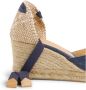 Castañer Carina gewassen katoenen espadrilles met striksluiting en 7 cm sleehak. Blue Dames - Thumbnail 9