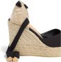 Castañer Carina biologisch katoenen espadrilles met striksluiting dubbele platform en 9 cm sleehak. Black Dames - Thumbnail 3