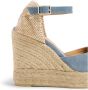 Castañer Carol gewassen katoenen espadrilles met enkelbandje met zij metalen gesp en 11 cm sleehak. Blue Dames - Thumbnail 10