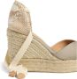 Castañer Chiara sateen espadrilles met striksluiting en 11 cm sleehak met dubbele platform. Beige Dames - Thumbnail 11