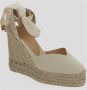 Castañer Chiara biologisch katoenen espadrilles met striksluiting en 11 cm sleehak met dubbele platform. Beige Dames - Thumbnail 17