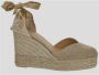 Castañer Chiara metallic-linnen espadrilles met striksluiting en 11 cm sleehak met dubbele platform. Yellow Dames - Thumbnail 17