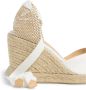 Castañer Chiara biologisch katoenen espadrilles met striksluiting en 9 cm sleehak. White Dames - Thumbnail 10