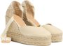 Castañer Chiara biologisch katoenen espadrilles met striksluiting en 11 cm sleehak met dubbele platform. Beige Dames - Thumbnail 2