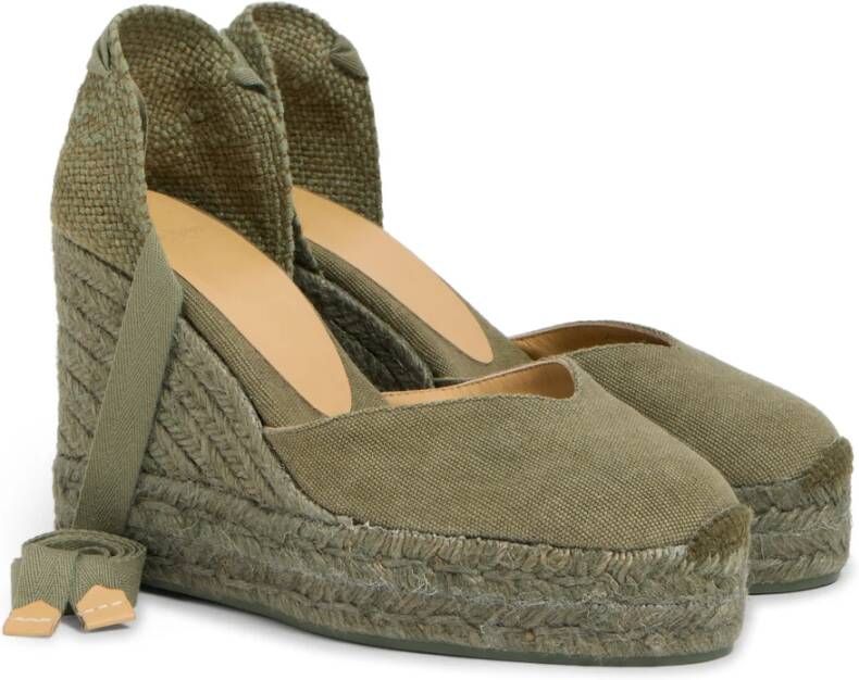 Castañer Espadrilles met 11 cm sleehak. Green Dames