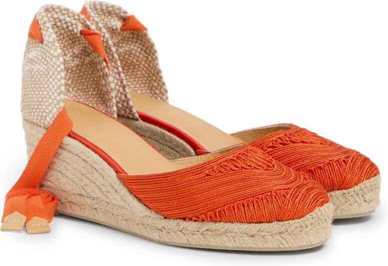 Castañer Espadrilles met 7 cm sleehak. Orange Dames