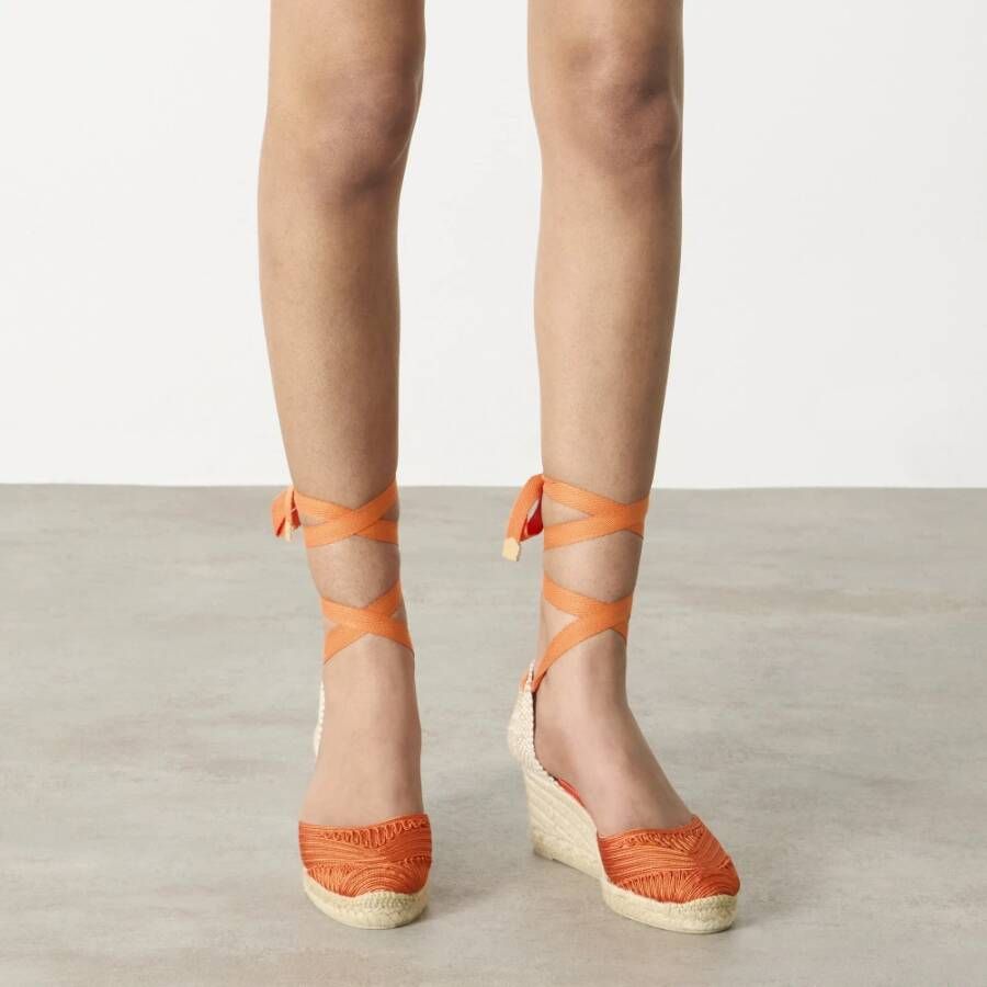 Castañer Espadrilles met 7 cm sleehak. Orange Dames