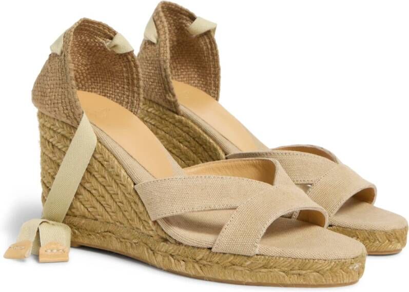 Castañer Espadrilles met 9 cm sleehak. Beige Dames