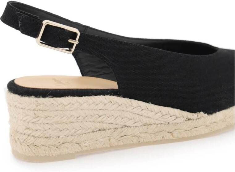 Castañer Espadrilles met Vierkante Neus en Verstelbare Band Black Dames