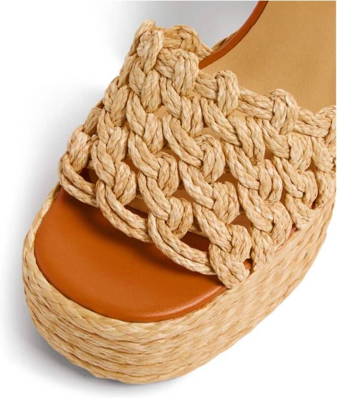 Castañer Faye raffia sandalen met enkelband met zij metalen gesp en 13 cm hak. Beige Dames