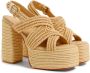 Castañer Fulvia raffia sandalen met enkelband met zij metalen gesp en 13 cm hak. Beige Dames - Thumbnail 3