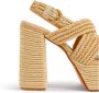 Castañer Fulvia raffia sandalen met enkelband met zij metalen gesp en 13 cm hak. Beige Dames - Thumbnail 4