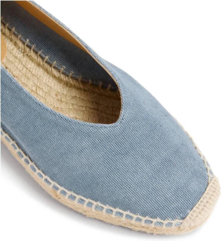 Castañer Gea gewassen katoenen espadrilles met striksluiting en 2 cm hak. Blue Dames