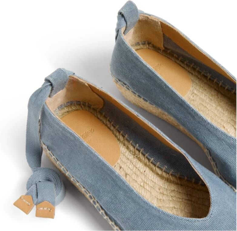 Castañer Gea gewassen katoenen espadrilles met striksluiting en 2 cm hak. Blue Dames