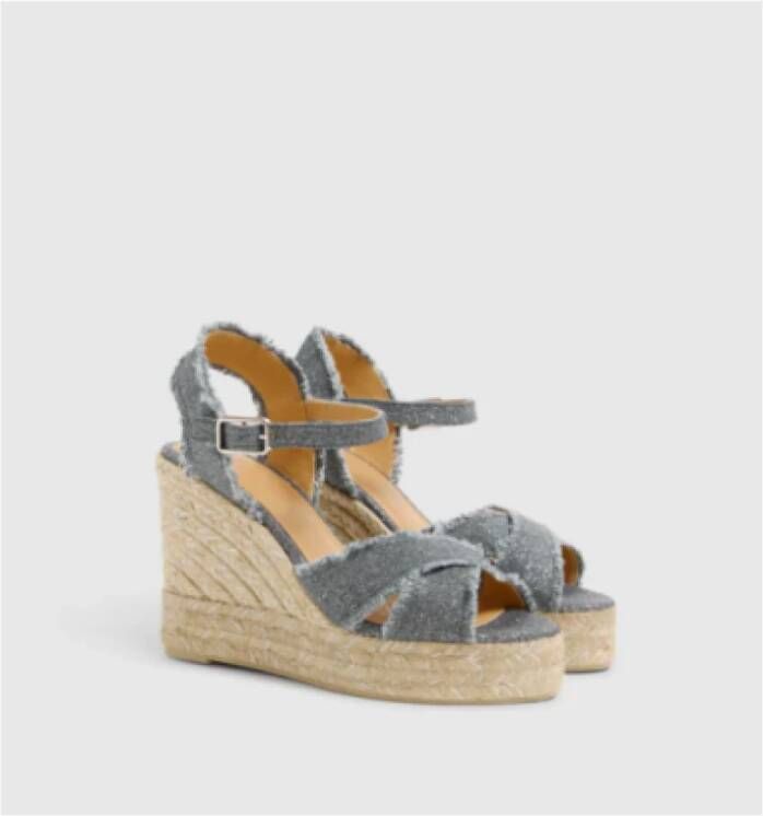 Castañer Gekruiste Band Donkergrijs Zilver Espadrille Gray Dames