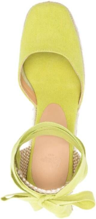 Castañer Gele Canvas Sleehak Sandalen Yellow Dames