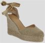 Castañer Chiara metallic-linnen espadrilles met striksluiting en 11 cm sleehak met dubbele platform. Yellow Dames - Thumbnail 22