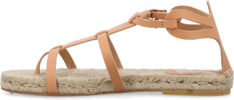 Castañer Gestreepte Leren Sandalen Natuurlijk Ss24 Beige Dames