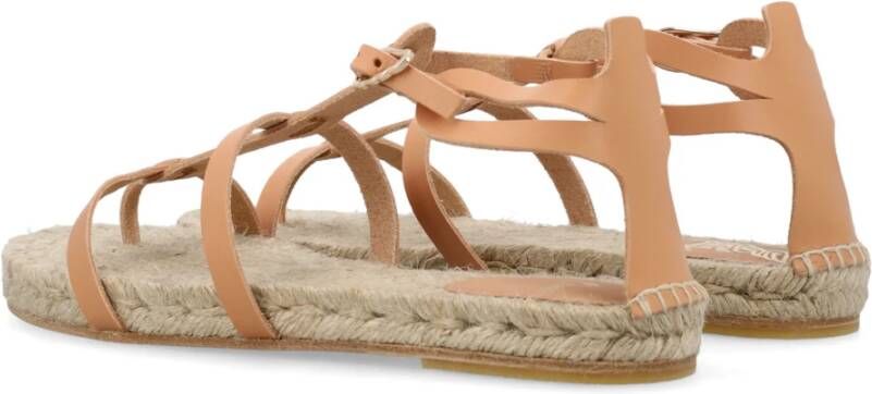 Castañer Gestreepte Leren Sandalen Natuurlijk Ss24 Beige Dames