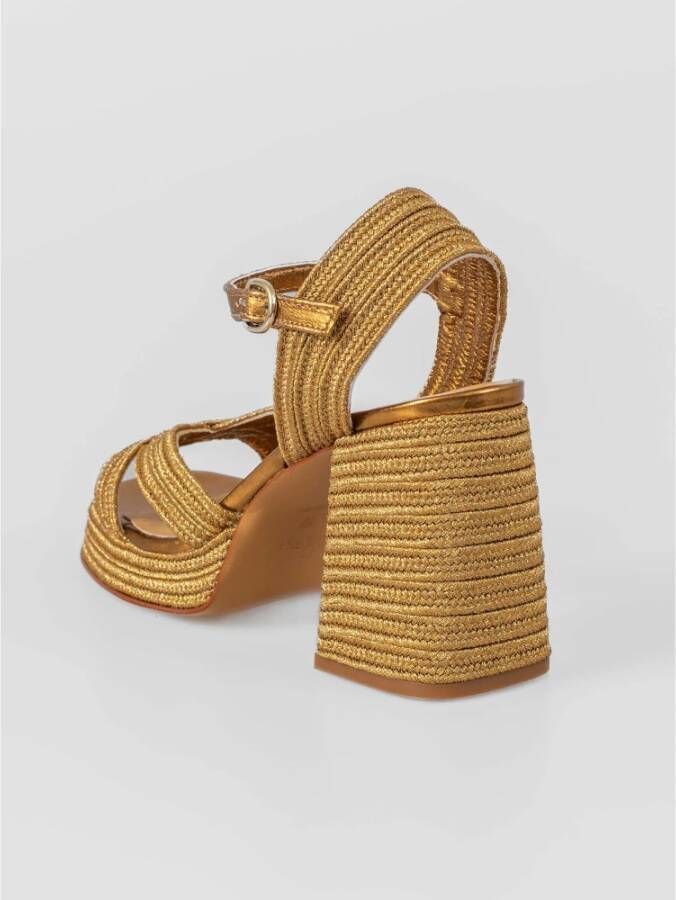 Castañer Gevlochten Metallic Sandalen Brown Dames